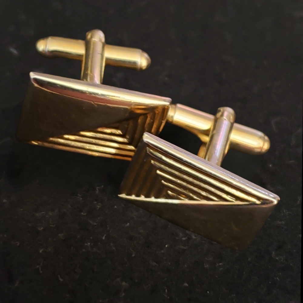 Vintage gold tone metal Cuff Links